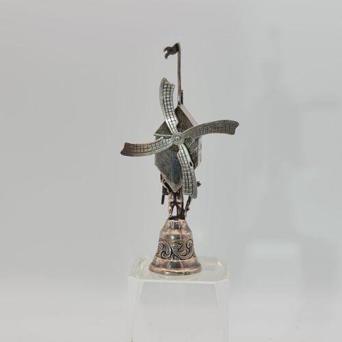 FINE ANTIQUE DUTCH SILVER MINIATURE WINDMILL CANDLE SNUFFER MID 19THC - ADDITIONAL PHOTO 1