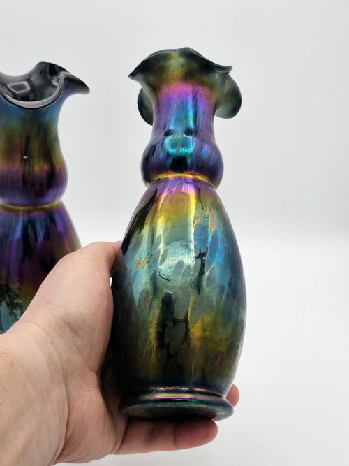 SUPER ANTIQUE LOETZ STYLE IRIDESCENT VASES C1920 - ADDITIONAL PHOTO 7