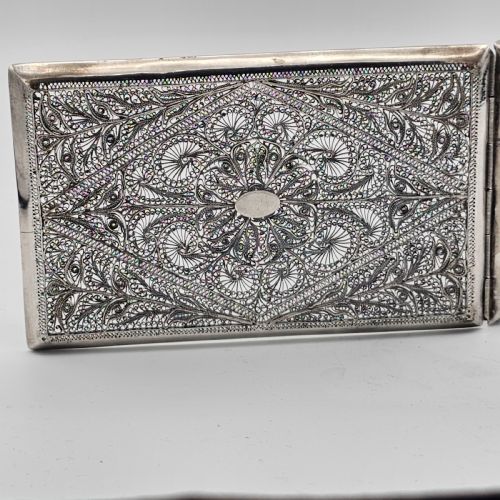 EXQUISITE 19THC INDIAN SILVER FILIGREE CIGARETTE CASE - ADDITIONAL PHOTO 5