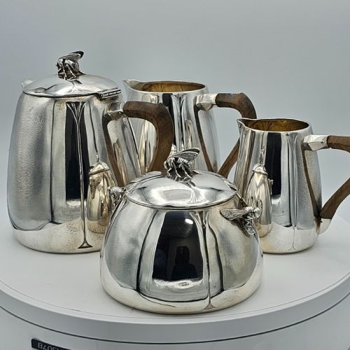 EXCEPTIONAL FRENCH SOLID SILVER SECESSIONIST FOUR PIECE TEA SET C1900 - ADDITIONAL PHOTO 1