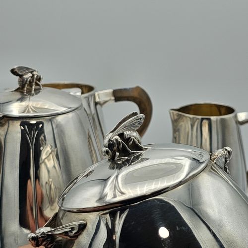 EXCEPTIONAL FRENCH SOLID SILVER SECESSIONIST FOUR PIECE TEA SET C1900 - ADDITIONAL PHOTO 14