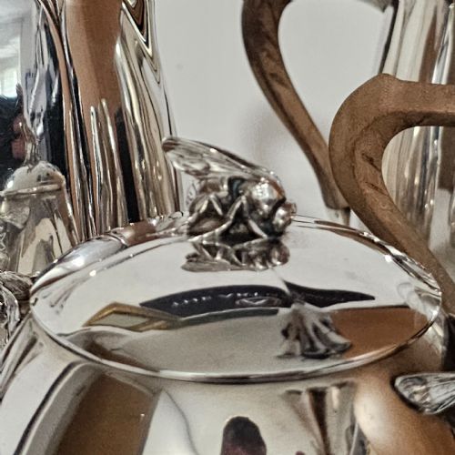 EXCEPTIONAL FRENCH SOLID SILVER SECESSIONIST FOUR PIECE TEA SET C1900 - ADDITIONAL PHOTO 7