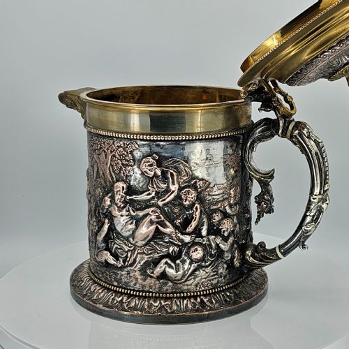FABULOUS GRINSELL BOURNE 19THC LARGE ELECTROTYPE BEER JUG - ADDITIONAL PHOTO 4