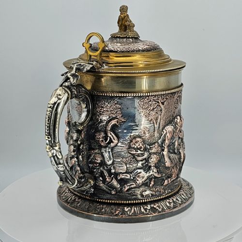 FABULOUS GRINSELL BOURNE 19THC LARGE ELECTROTYPE BEER JUG - ADDITIONAL PHOTO 7