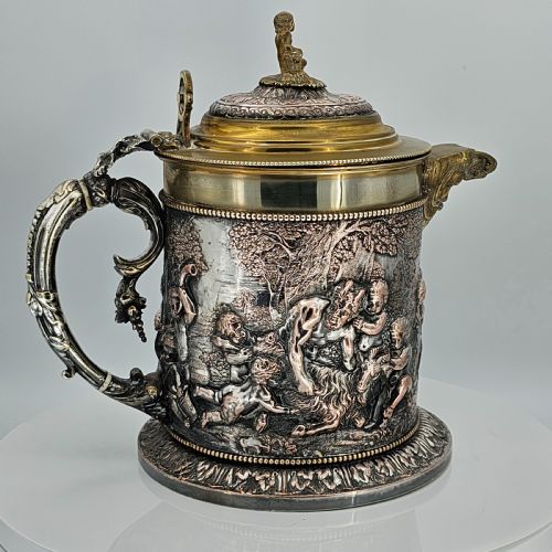 FABULOUS GRINSELL BOURNE 19THC LARGE ELECTROTYPE BEER JUG - ADDITIONAL PHOTO 8