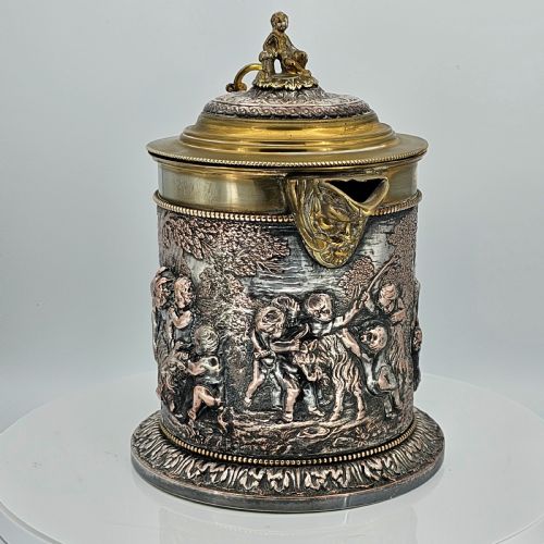 FABULOUS GRINSELL BOURNE 19THC LARGE ELECTROTYPE BEER JUG - ADDITIONAL PHOTO 11
