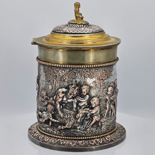 large 19thc john grinsell henry bourne silver plated on copper biscuit barrelice bucket - CATEGORY: ANTIQUE SILVER - DATED 19TH CENTURY