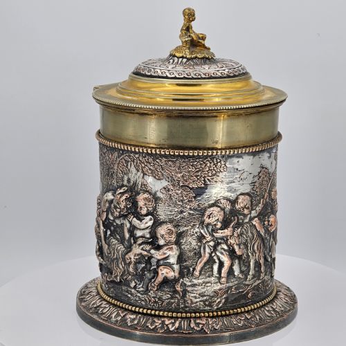 LARGE 19THC JOHN GRINSELL HENRY BOURNE SILVER PLATED ON COPPER BISCUIT BARRELICE BUCKET - ADDITIONAL PHOTO 1