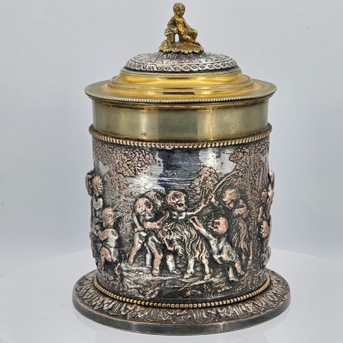 LARGE 19THC JOHN GRINSELL HENRY BOURNE SILVER PLATED ON COPPER BISCUIT BARRELICE BUCKET - ADDITIONAL PHOTO 3