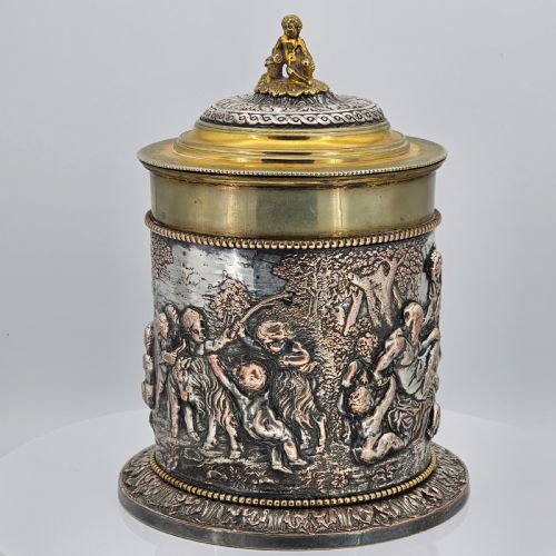 LARGE 19THC JOHN GRINSELL HENRY BOURNE SILVER PLATED ON COPPER BISCUIT BARRELICE BUCKET - ADDITIONAL PHOTO 4