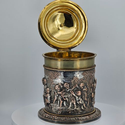 LARGE 19THC JOHN GRINSELL HENRY BOURNE SILVER PLATED ON COPPER BISCUIT BARRELICE BUCKET - ADDITIONAL PHOTO 7