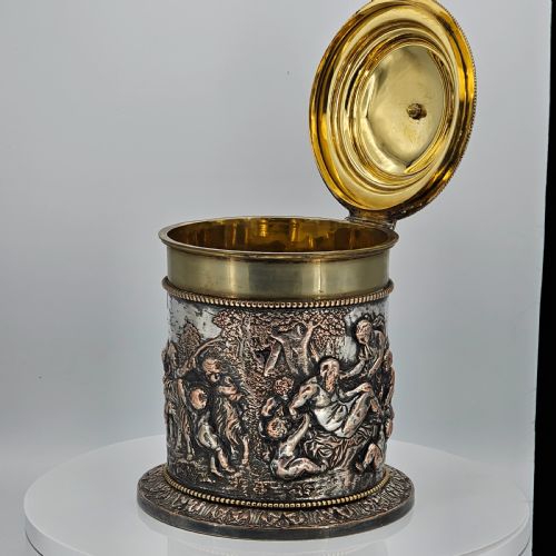 LARGE 19THC JOHN GRINSELL HENRY BOURNE SILVER PLATED ON COPPER BISCUIT BARRELICE BUCKET - ADDITIONAL PHOTO 8
