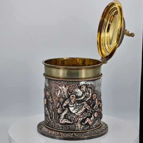 LARGE 19THC JOHN GRINSELL HENRY BOURNE SILVER PLATED ON COPPER BISCUIT BARRELICE BUCKET - ADDITIONAL PHOTO 9