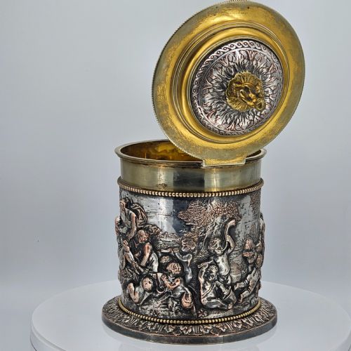 LARGE 19THC JOHN GRINSELL HENRY BOURNE SILVER PLATED ON COPPER BISCUIT BARRELICE BUCKET - ADDITIONAL PHOTO 12