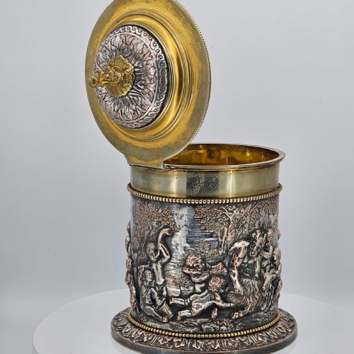 LARGE 19THC JOHN GRINSELL HENRY BOURNE SILVER PLATED ON COPPER BISCUIT BARRELICE BUCKET - ADDITIONAL PHOTO 14
