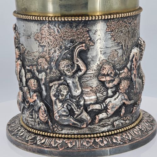 LARGE 19THC JOHN GRINSELL HENRY BOURNE SILVER PLATED ON COPPER BISCUIT BARRELICE BUCKET - ADDITIONAL PHOTO 18