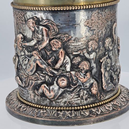 LARGE 19THC JOHN GRINSELL HENRY BOURNE SILVER PLATED ON COPPER BISCUIT BARRELICE BUCKET - ADDITIONAL PHOTO 20