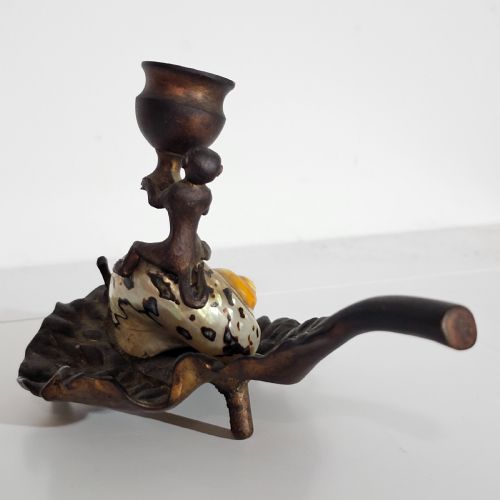 FABULOUS GRAND TOUR GILT METAL SHELL MONKEY SNAIL SHAPED CHAMBERSTICK C1850 - ADDITIONAL PHOTO 9