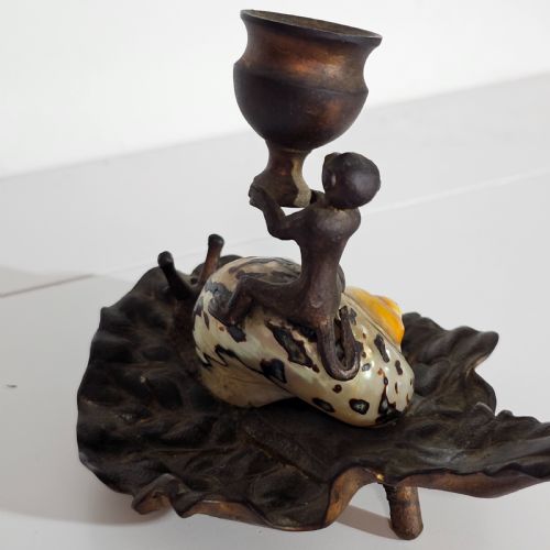 FABULOUS GRAND TOUR GILT METAL SHELL MONKEY SNAIL SHAPED CHAMBERSTICK C1850 - ADDITIONAL PHOTO 11