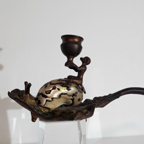 FABULOUS GRAND TOUR GILT METAL SHELL MONKEY SNAIL SHAPED CHAMBERSTICK C1850 - ADDITIONAL PHOTO 12
