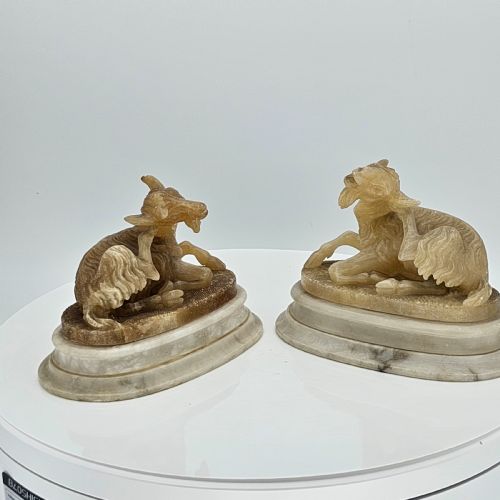 FINE PAIR OF 19THC CARVED ALABASTER GRAND TOUR GOATS - ADDITIONAL PHOTO 10