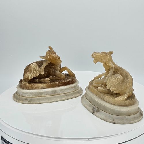 FINE PAIR OF 19THC CARVED ALABASTER GRAND TOUR GOATS - ADDITIONAL PHOTO 18