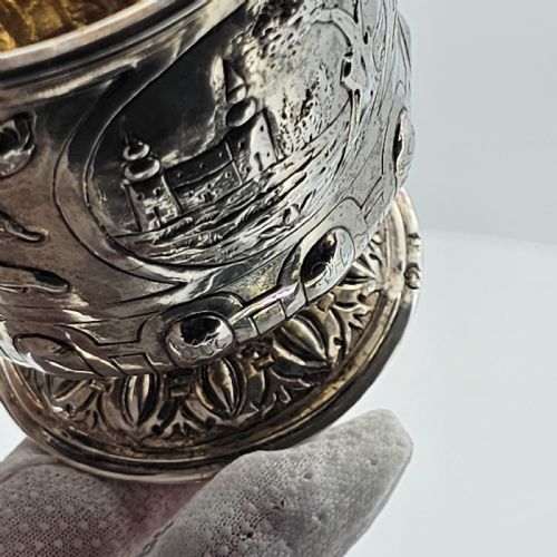 INTERESTING EARLY SILVER PEDESTAL TUMBLER 18THC - ADDITIONAL PHOTO 1