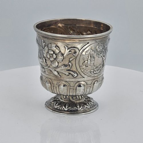 INTERESTING EARLY SILVER PEDESTAL TUMBLER 18THC - ADDITIONAL PHOTO 11
