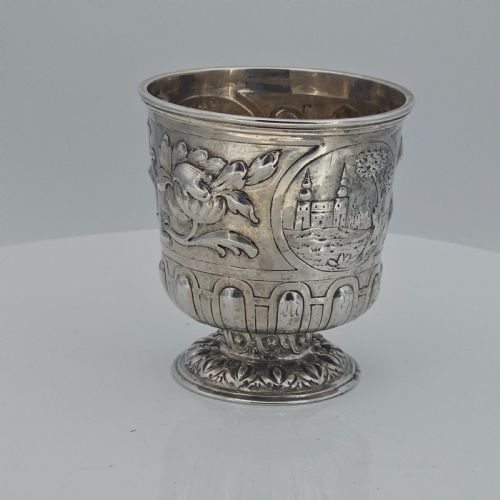 INTERESTING EARLY SILVER PEDESTAL TUMBLER 18THC - ADDITIONAL PHOTO 13