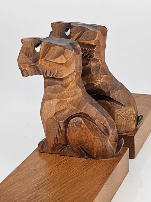 DECO CARVED WOODEN SCOTTIE BOOKENDS GOOD QUALITY C1930S - ADDITIONAL PHOTO 11