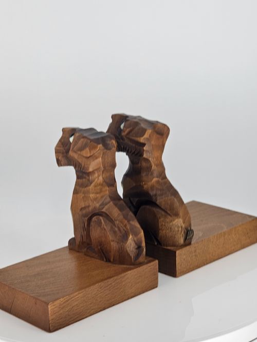 DECO CARVED WOODEN SCOTTIE BOOKENDS GOOD QUALITY C1930S - ADDITIONAL PHOTO 15