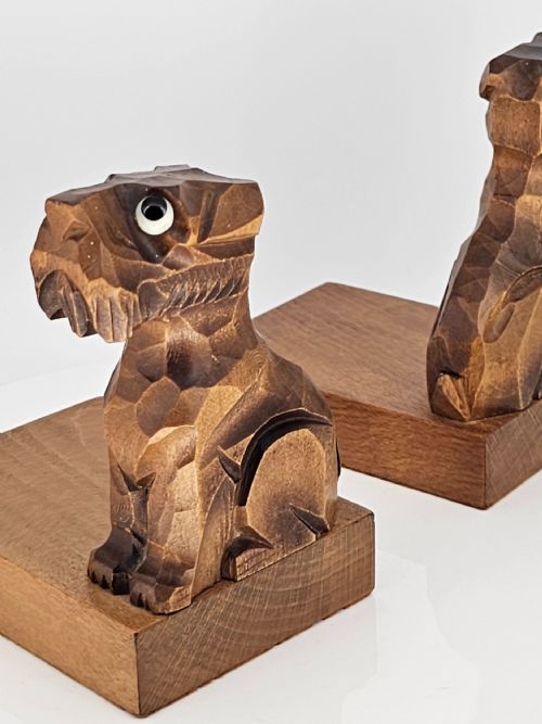 DECO CARVED WOODEN SCOTTIE BOOKENDS GOOD QUALITY C1930S - ADDITIONAL PHOTO 10