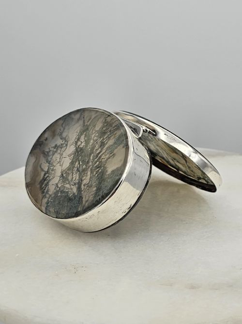 FINE QUALITY GREEN AGATE AND SILVER OVAL SNUFF BOX C 1900 - ADDITIONAL PHOTO 17