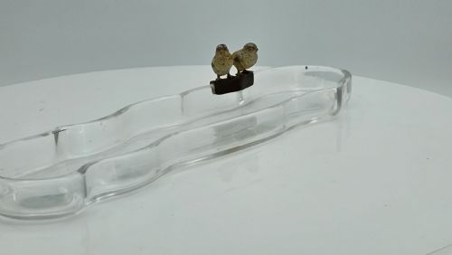 UNUSUAL AND EXQUISITE COLD PAINTED BRONZE CHICKS ON CRYSTAL GLASS PEN TRAY C1900 - ADDITIONAL PHOTO 10
