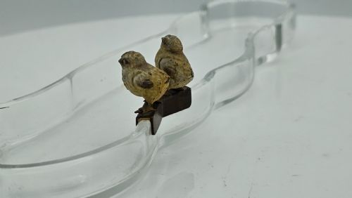 UNUSUAL AND EXQUISITE COLD PAINTED BRONZE CHICKS ON CRYSTAL GLASS PEN TRAY C1900 - ADDITIONAL PHOTO 12