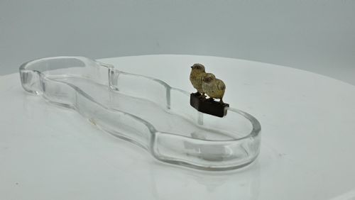 UNUSUAL AND EXQUISITE COLD PAINTED BRONZE CHICKS ON CRYSTAL GLASS PEN TRAY C1900 - ADDITIONAL PHOTO 15