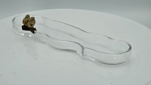 UNUSUAL AND EXQUISITE COLD PAINTED BRONZE CHICKS ON CRYSTAL GLASS PEN TRAY C1900 - ADDITIONAL PHOTO 16