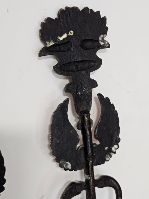 PAIR OF CADUCEUS SYMBOL OF GOD HERMES MERCURY BRONZE BRACKET ENTWINED BY TWO SERPENTS SURMOUNTED BY WINGS - ADDITIONAL PHOTO 11