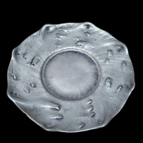 vintage swedish art nouveau pewter charger by olof ahlberg signed decorated on the front with swimming fish relief - CATEGORY: ANTIQUE METAL - DATED 1930