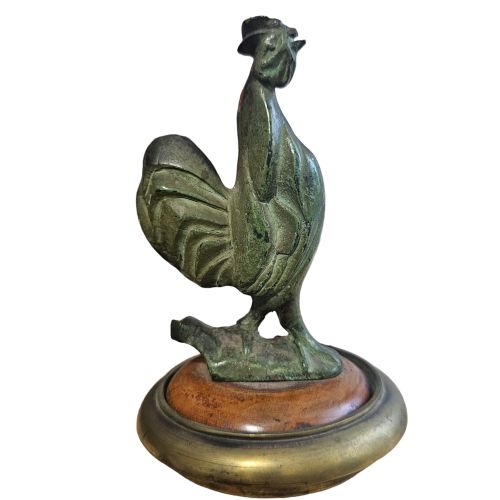 INTERESTING ART DECO FRENCH BRONZE COCKEREL CAR MASCOT 1930S - ADDITIONAL PHOTO 2