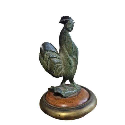 INTERESTING ART DECO FRENCH BRONZE COCKEREL CAR MASCOT 1930S - ADDITIONAL PHOTO 4