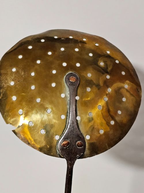 ANTIQUE CHESTNUT WARMER 62CM ENGLISH BRASS FIREPLACE ROASTER LADLE GEORGIAN - ADDITIONAL PHOTO 5