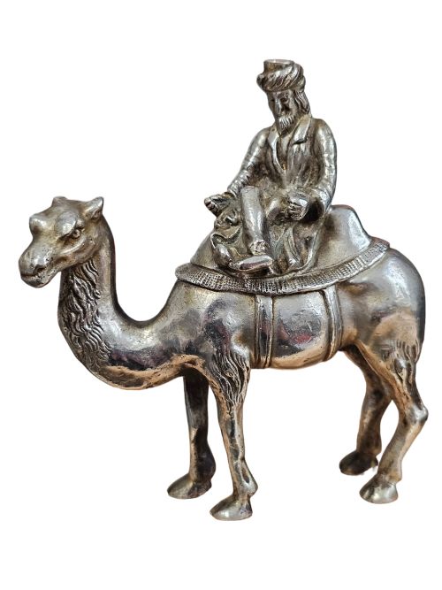 Delightful Silvered Bronze Camel & Rider Desk Weight C1900