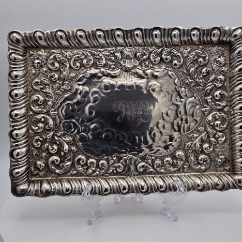 EXQUISITE EMBOSSED SOLID SILVER TRAY BIRMINGHAM 1911 - ADDITIONAL PHOTO 12