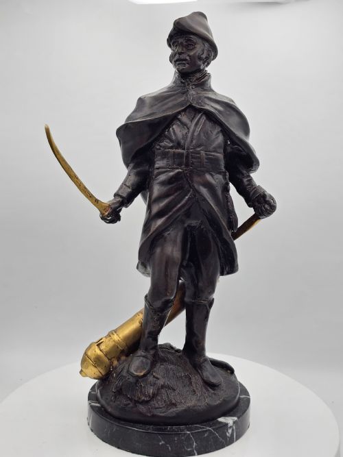 EARLYMID 20THC BRONZE FIGURE OF WELLINGTON SIGNED BOUCHER WITH BRASS SWORD CANNON - ADDITIONAL PHOTO 1