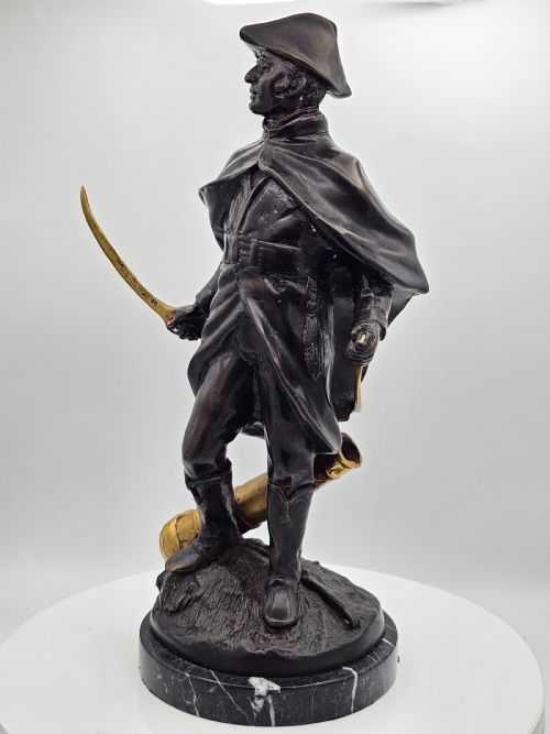 EARLYMID 20THC BRONZE FIGURE OF WELLINGTON SIGNED BOUCHER WITH BRASS SWORD CANNON - ADDITIONAL PHOTO 3
