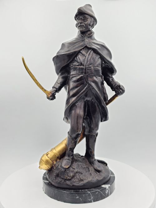 EARLYMID 20THC BRONZE FIGURE OF WELLINGTON SIGNED BOUCHER WITH BRASS SWORD CANNON - ADDITIONAL PHOTO 4