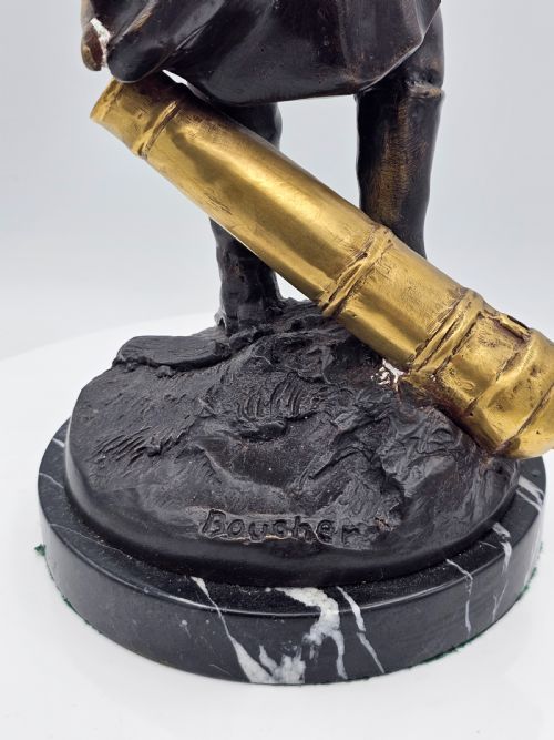 EARLYMID 20THC BRONZE FIGURE OF WELLINGTON SIGNED BOUCHER WITH BRASS SWORD CANNON - ADDITIONAL PHOTO 11