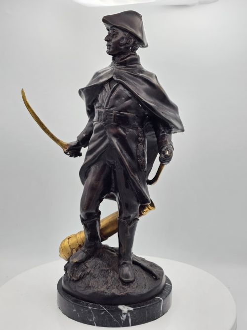 EARLYMID 20THC BRONZE FIGURE OF WELLINGTON SIGNED BOUCHER WITH BRASS SWORD CANNON - ADDITIONAL PHOTO 15