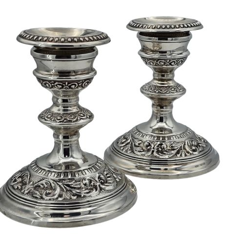DELIGHTFUL VINTAGE PAIR OF HALLMARKED SILVER CANDLESTICKS BIRM 1966 - ADDITIONAL PHOTO 2